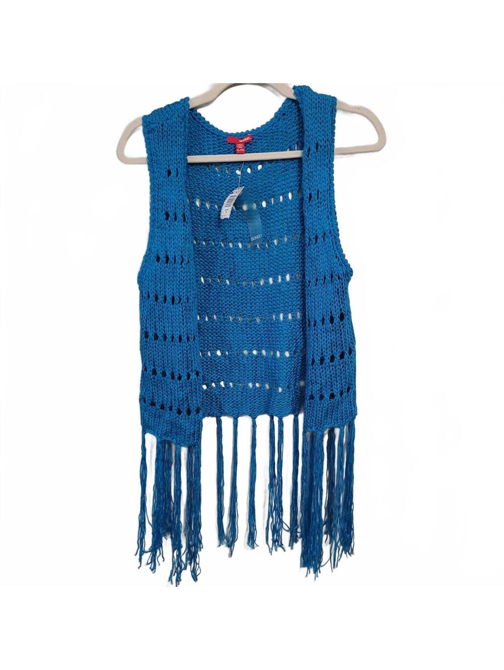 Y2K Deadstock Bongo Knit Vest Bright Blue - XL